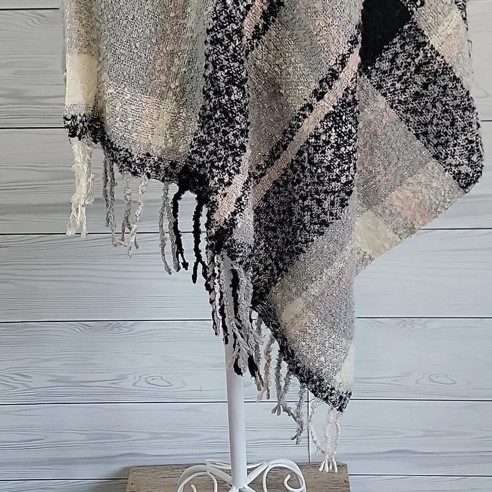Unbranded Plaid Fringe Shawl Wrap 26